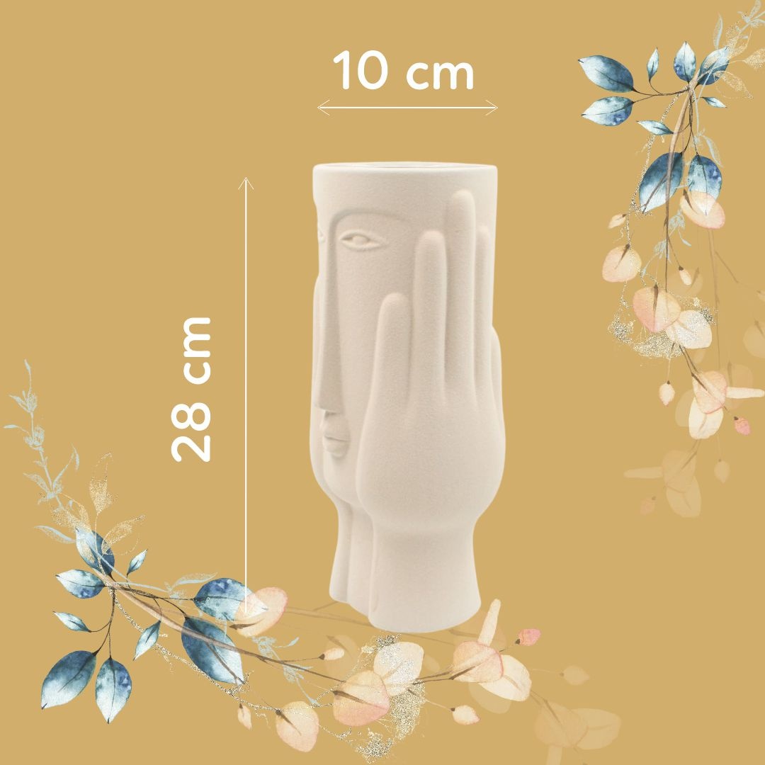 Vază decorativă, formă chip de femeie, din porțelan, Arti Casa, 28 x 10 cm, alb